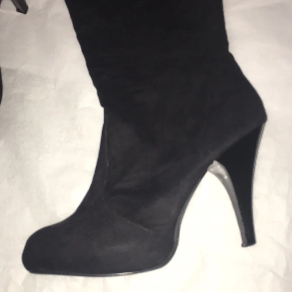 Anna Michelle Stiletto soft black almond toe zip over the knee cuff boot 29 EUC - Picture 10 of 17